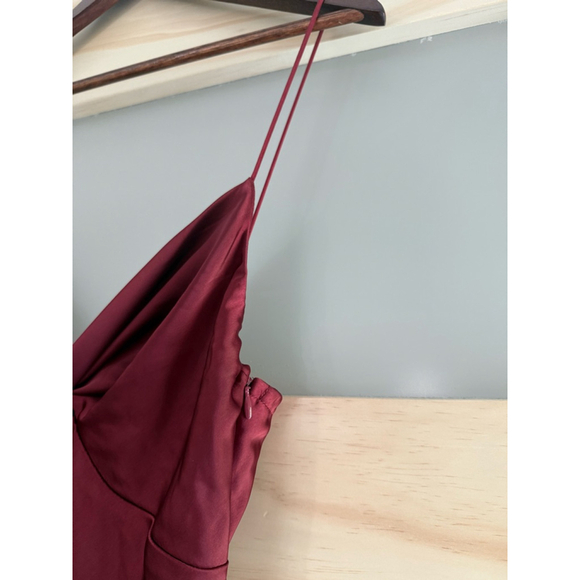 Princess Polly Burgundy Satin Maxi Dress Size 6 | Spaghetti Strap Slip Gown NWOT - Picture 4 of 6